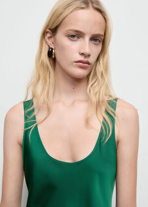 Satin dress with a low-cut neckline