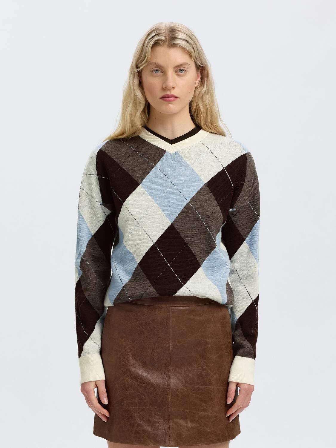 Slwthea Ls Knit Argyle O-Neck