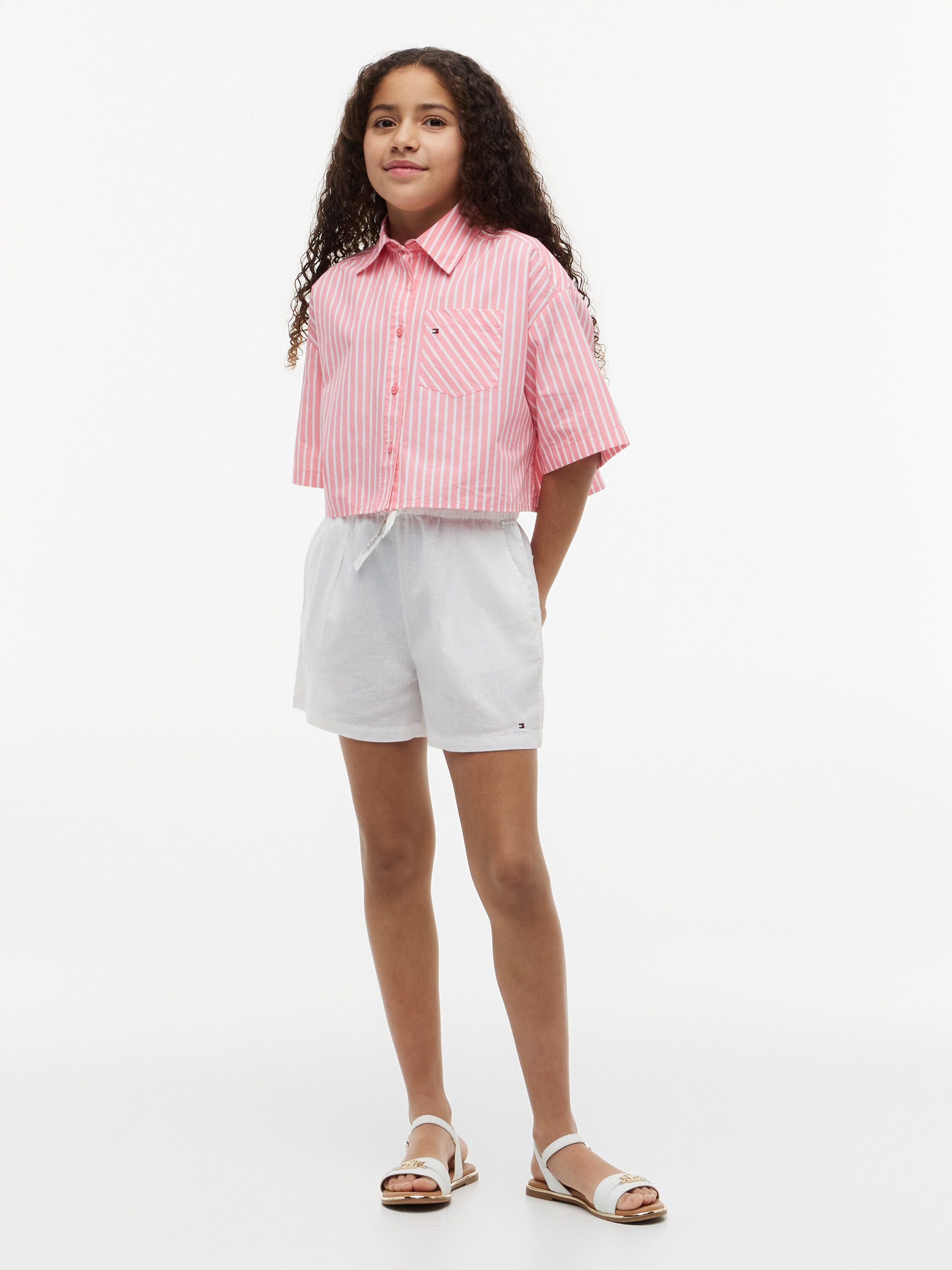 Mercerised Linen Blend Wide Leg Shorts