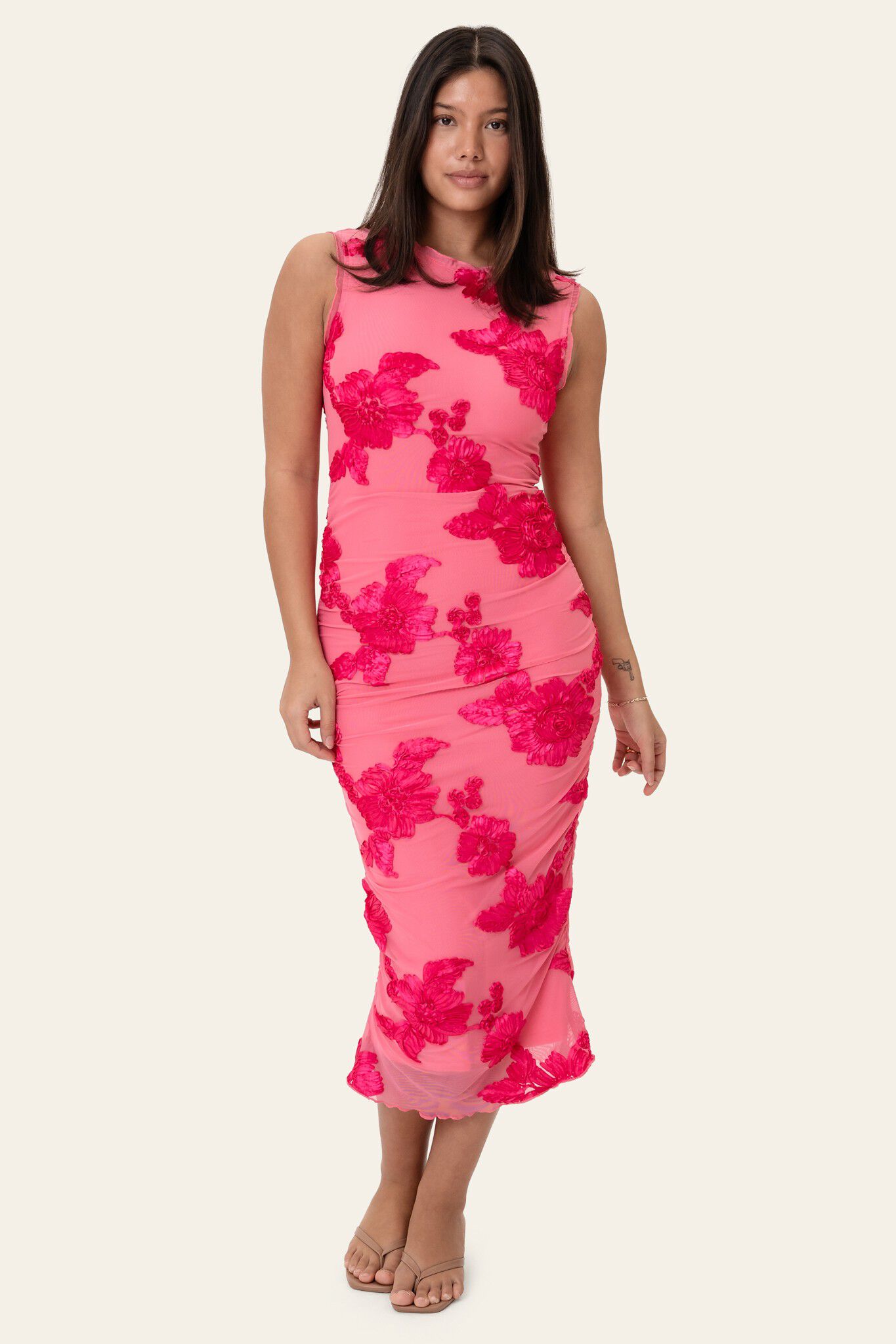 MiraIC Mesh Dress - Fuchsia Pink Fl