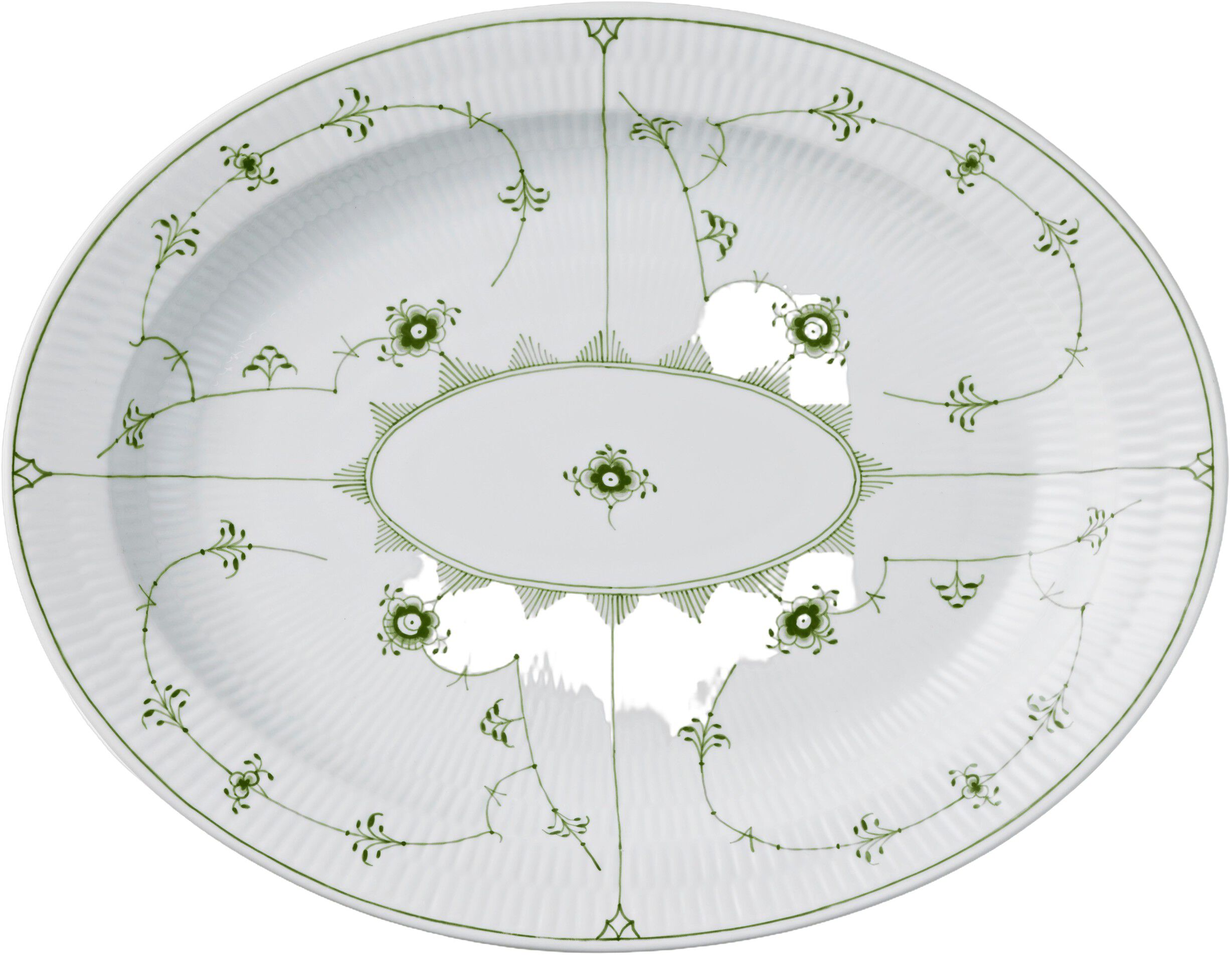 Green Fluted Pl Dish 36,5cm