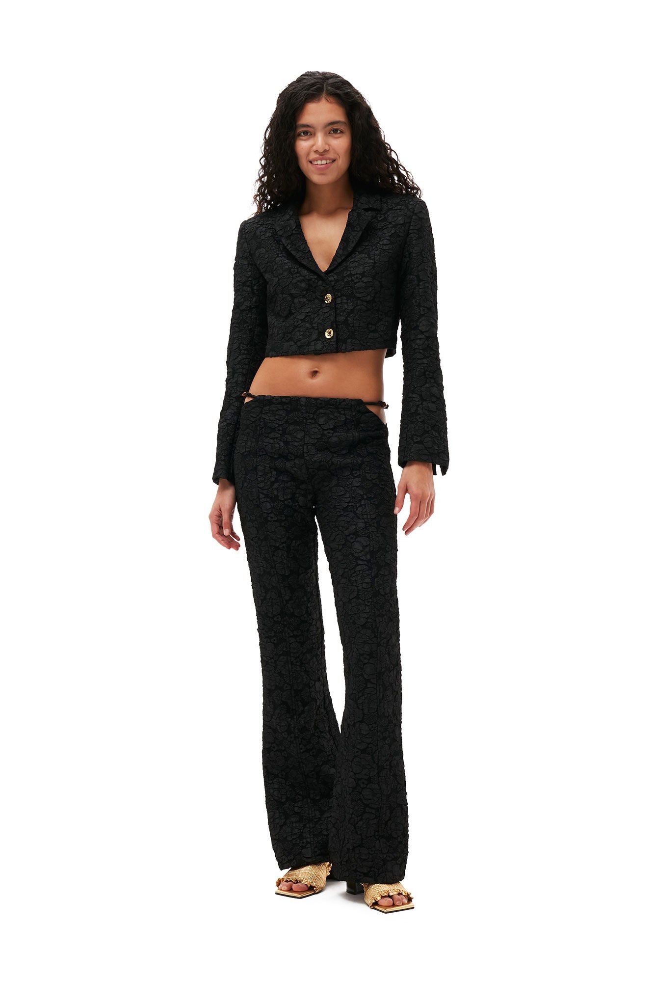 Stretch Jacquard Cropped Blazer