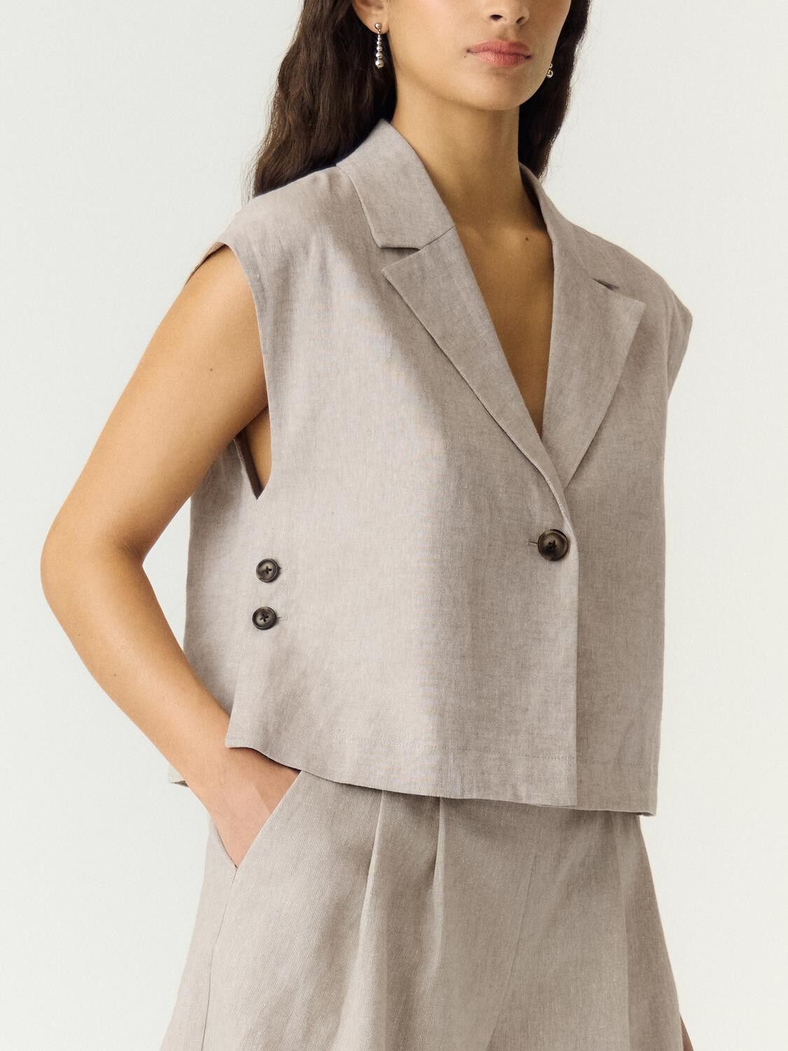 Yasusuma Short Linen Blend Waistcoat