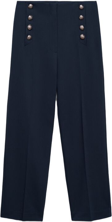 Straight trousers with jewel button
