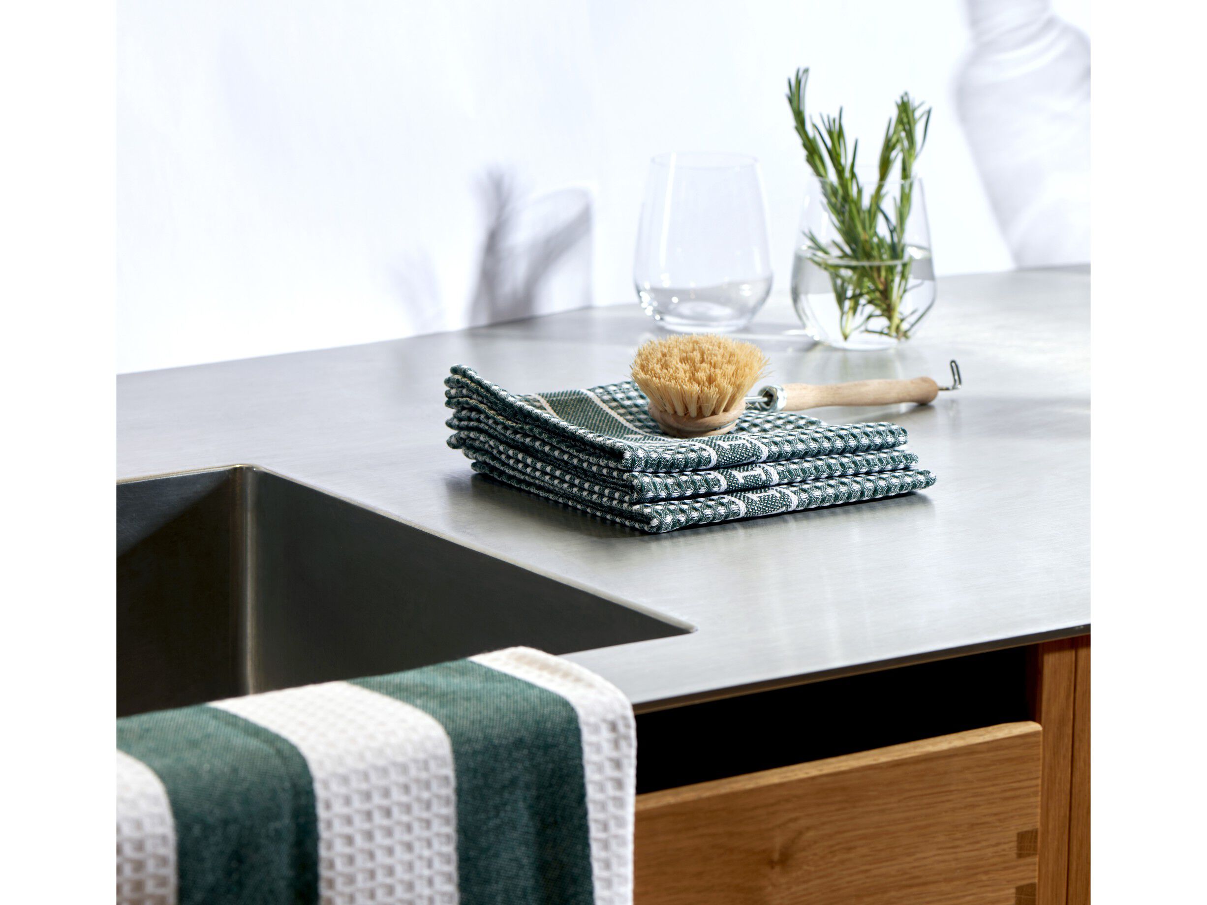 Diskdukar Pillivuyt 32 x 32 cm 3 st Gr&ouml;n/Vit 100% ekologisk