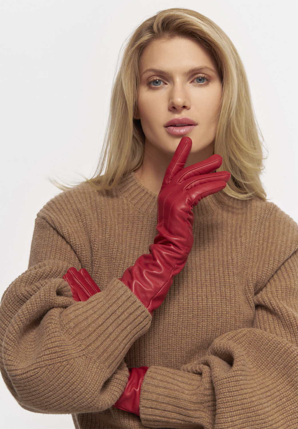 MJM Glove Francesca Long Leather Red