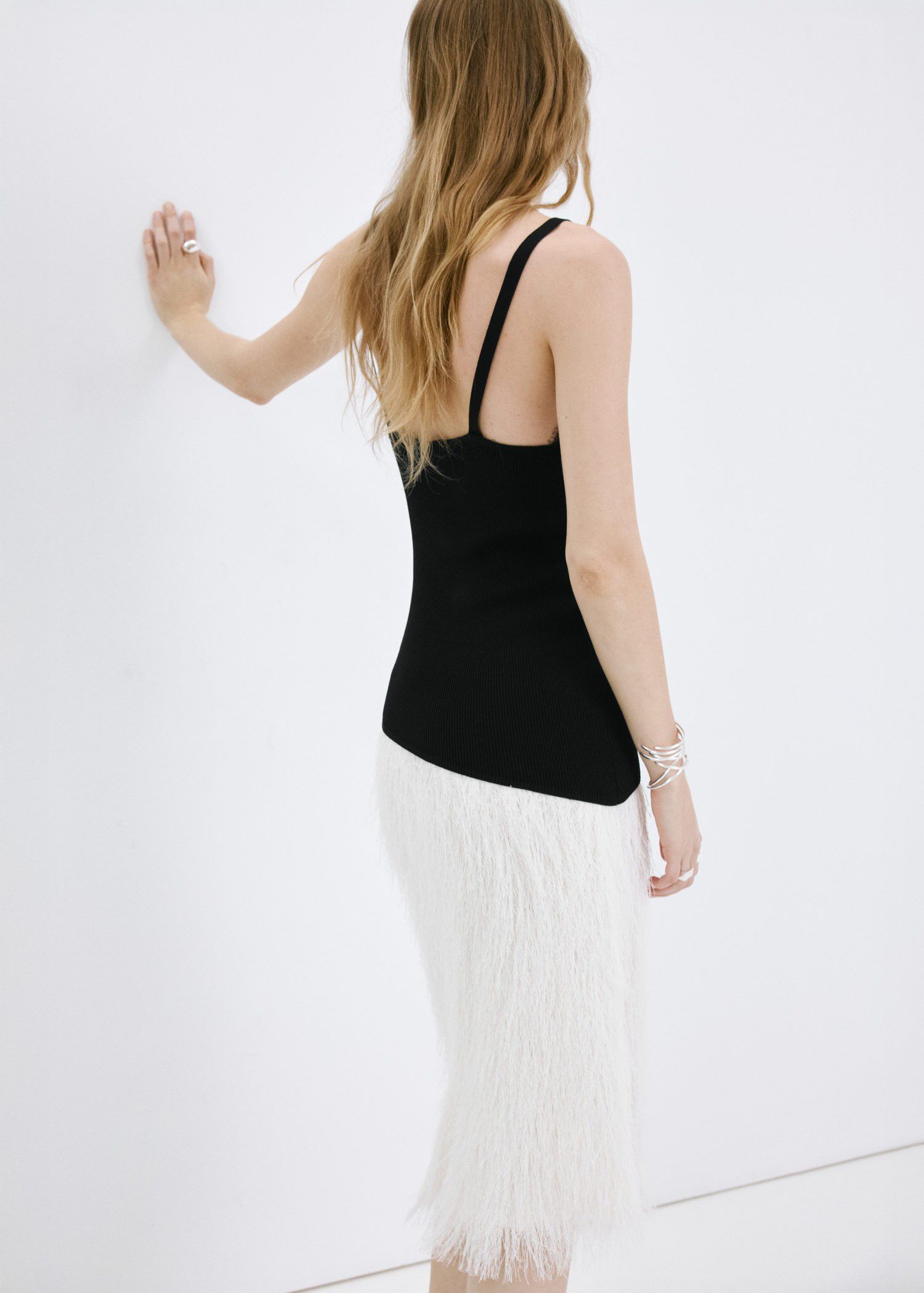 Asymmetrical lace-trimmed top