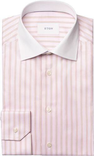 Striped White Collar Signature Twil