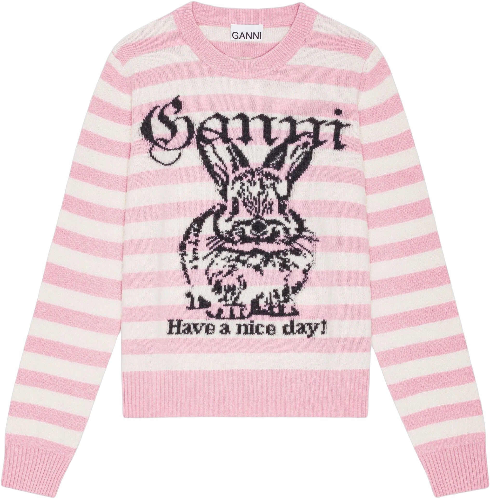 Striped Graphic Wool Mix Bunny Crew