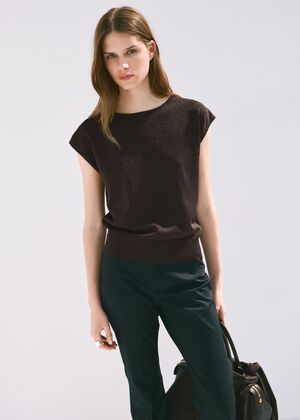 Boat-neck knitted top