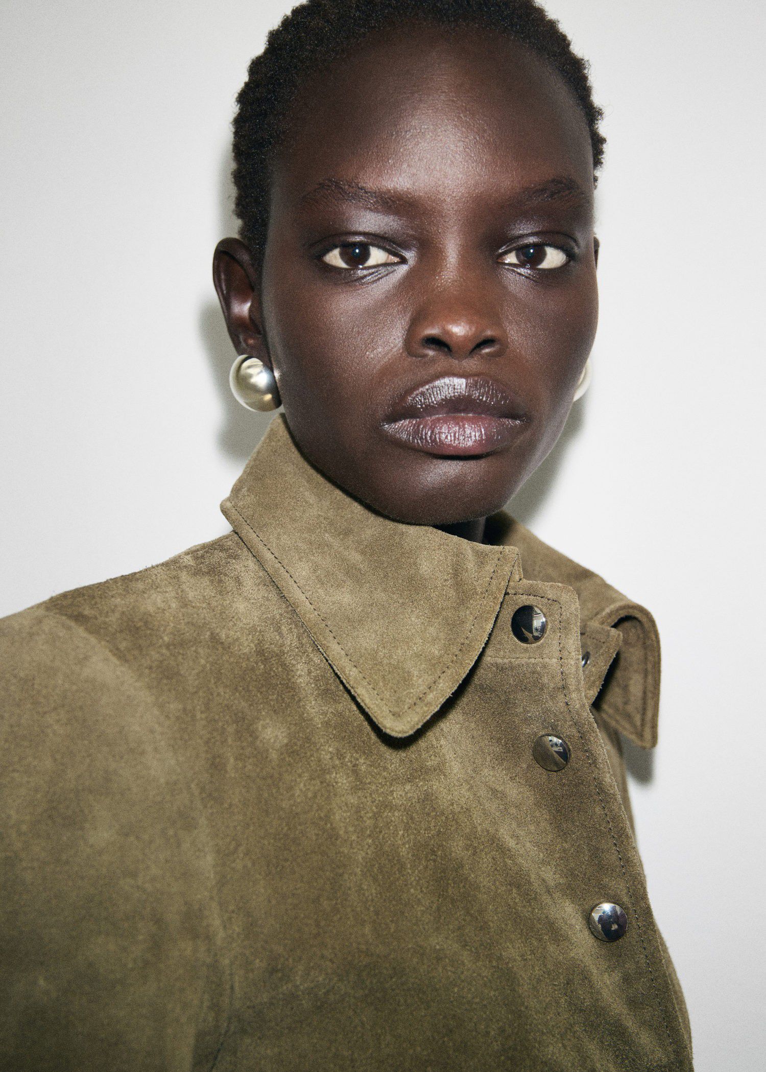 Suede leather jacket with buttons