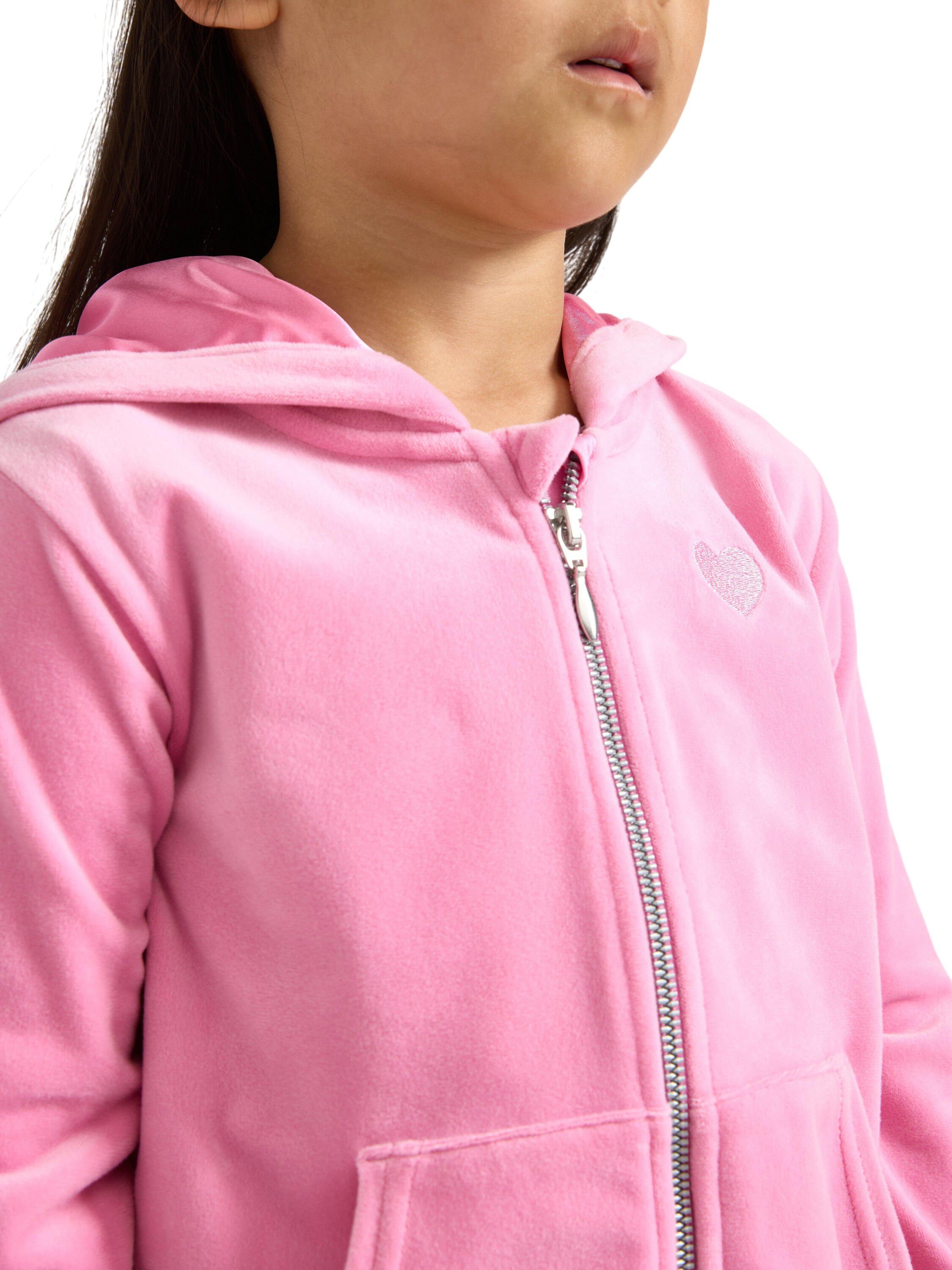 Soft velour hoodie with relaxed fit