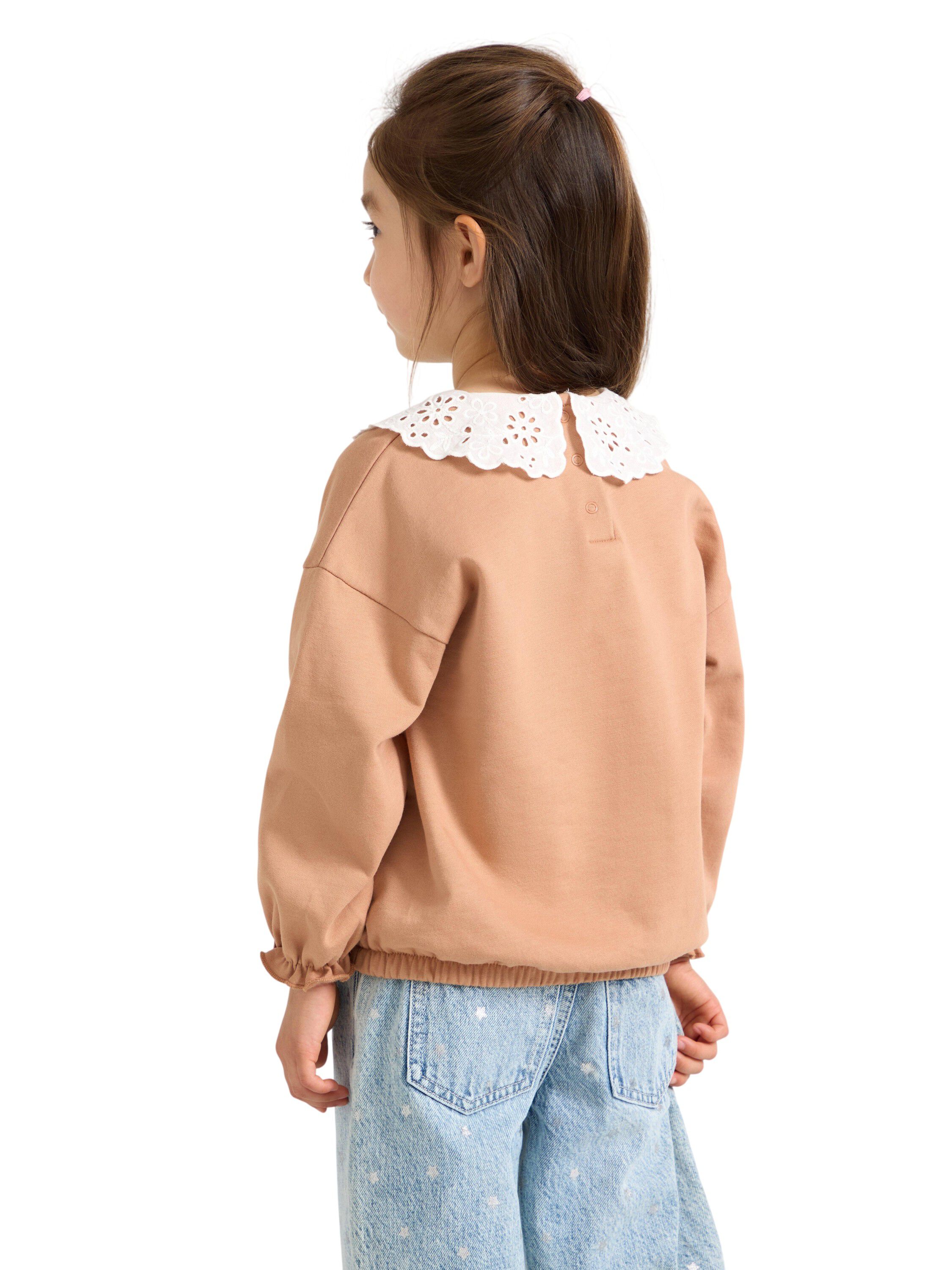 Sweatshirt med krage i broderie ang