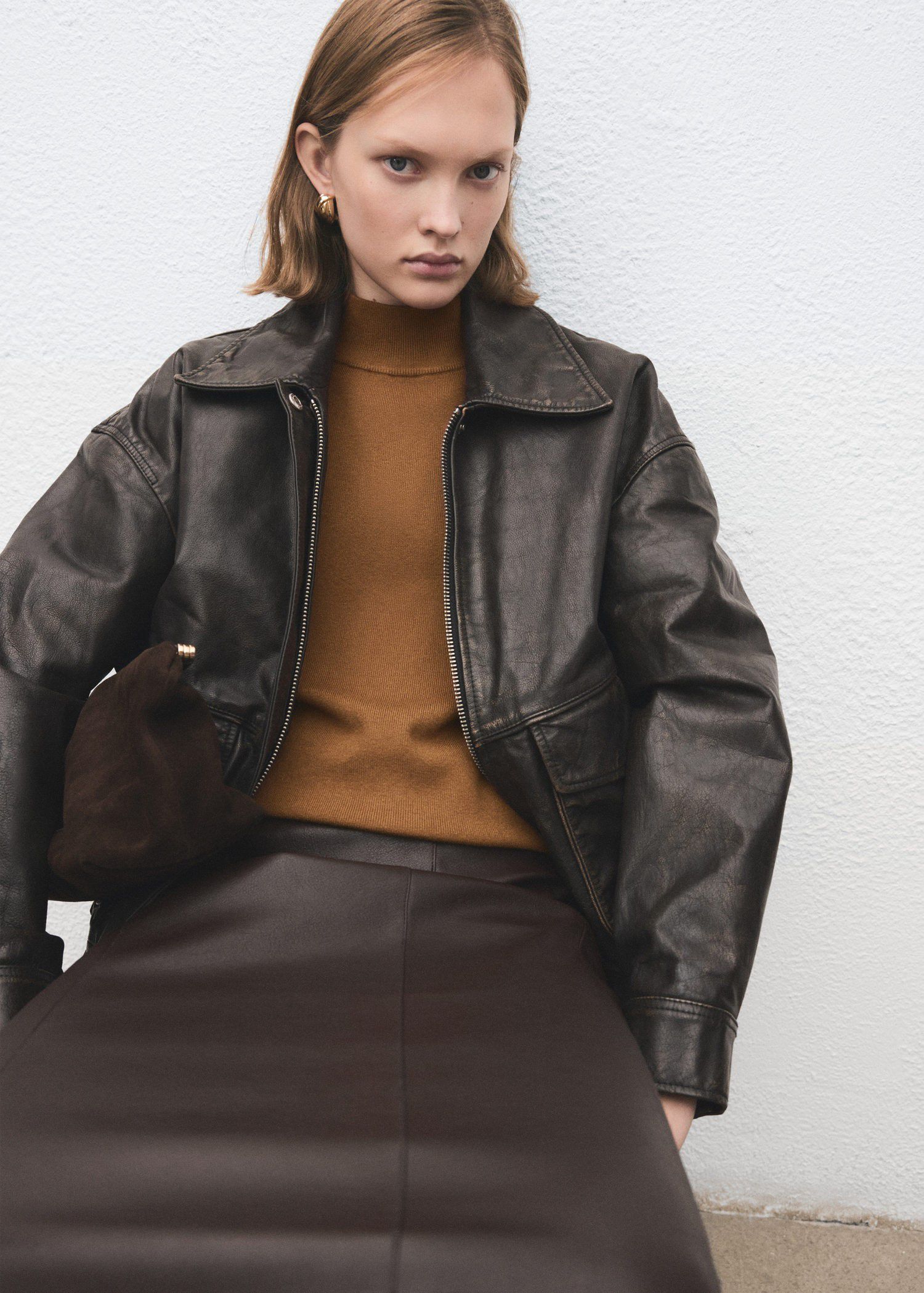 Perkins-neck sweater with button