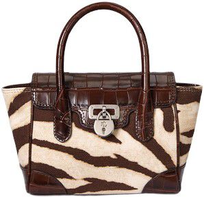 Zebra-Print Canvas Small Tanner Satchel