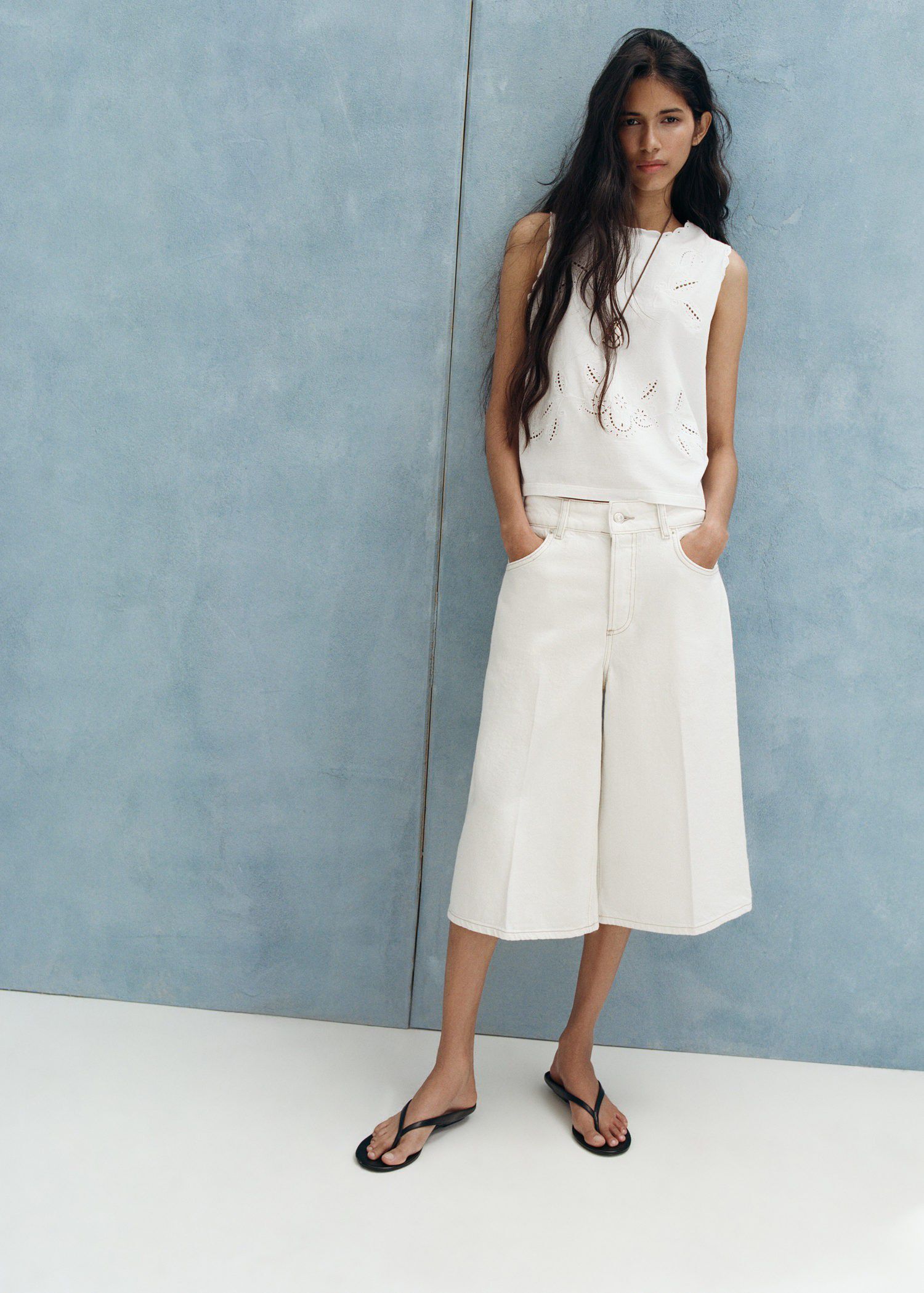 Embroidered broderie anglaise top
