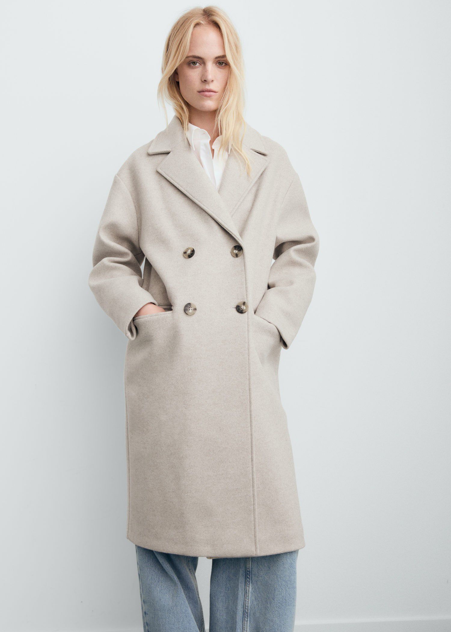 Double-breasted midi coat