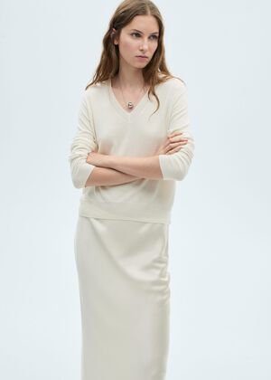 V-neck knit sweater
