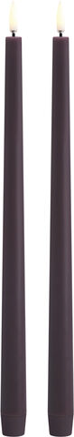 LED taper candle, Plum, Smooth, 2,3x32 cm / 2-pack