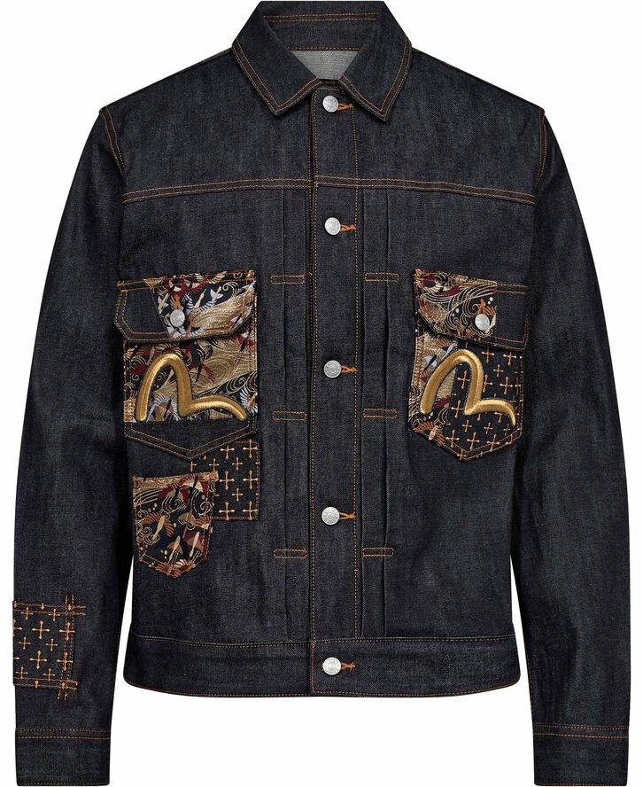 Seagull Emb & Brocade stitching Denim Jacket