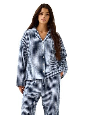Pyjama shirt in seersucker with lon