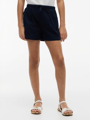 Mercerised Linen Blend Wide Leg Shorts