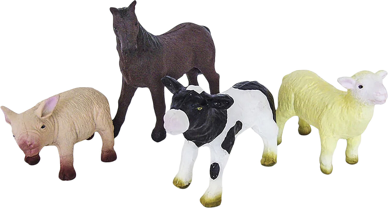 Green Rubber Toys - Bondeg&aring;rdsdyr - s&aelig;t med 4