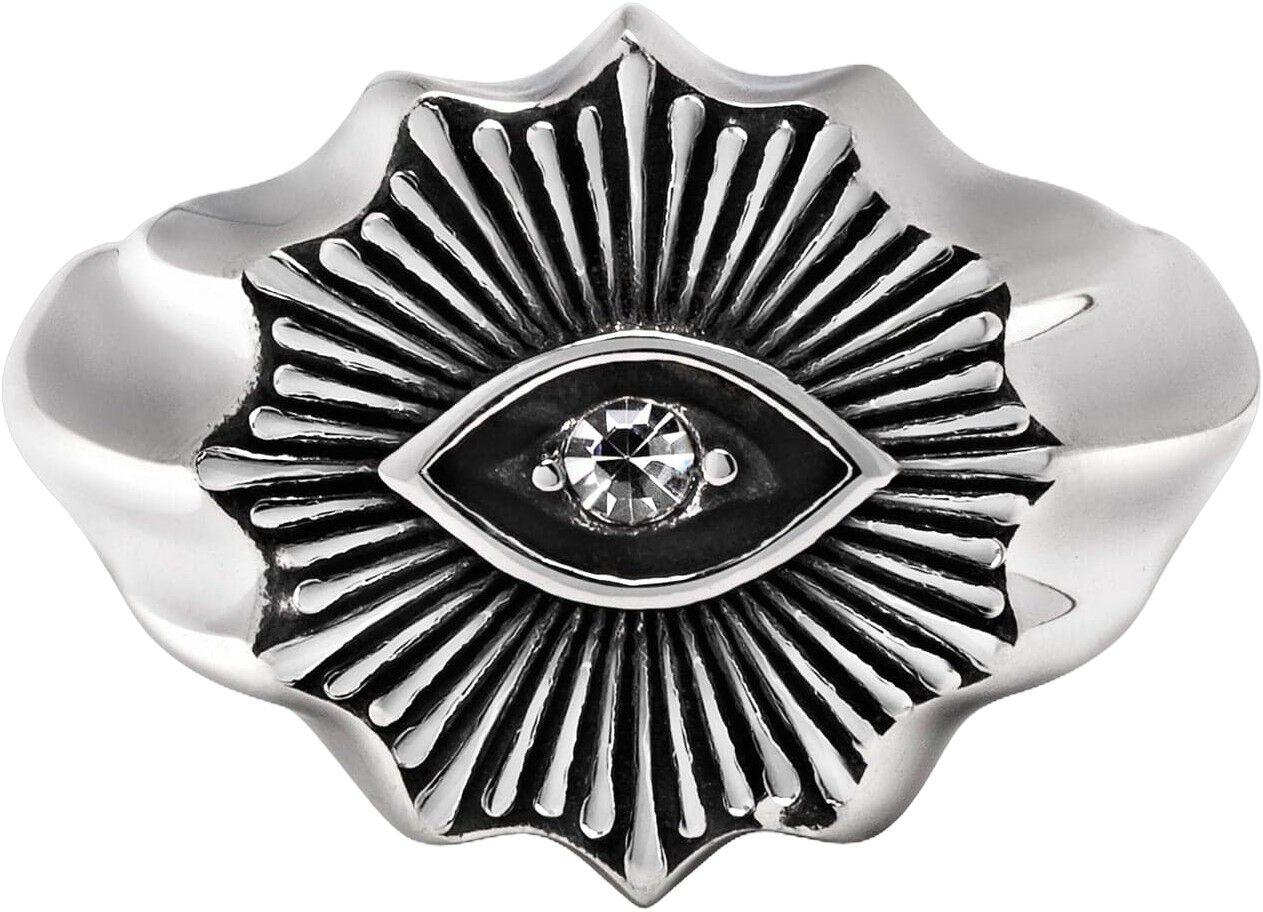 Men's Vintage Evil Eye Ring with Clear Crystal