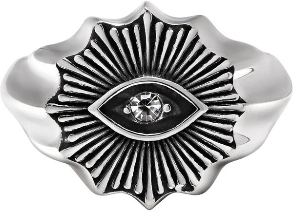 Men's Vintage Evil Eye Ring with Clear Crystal