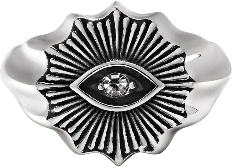 Men's Vintage Evil Eye Ring with Clear Crystal