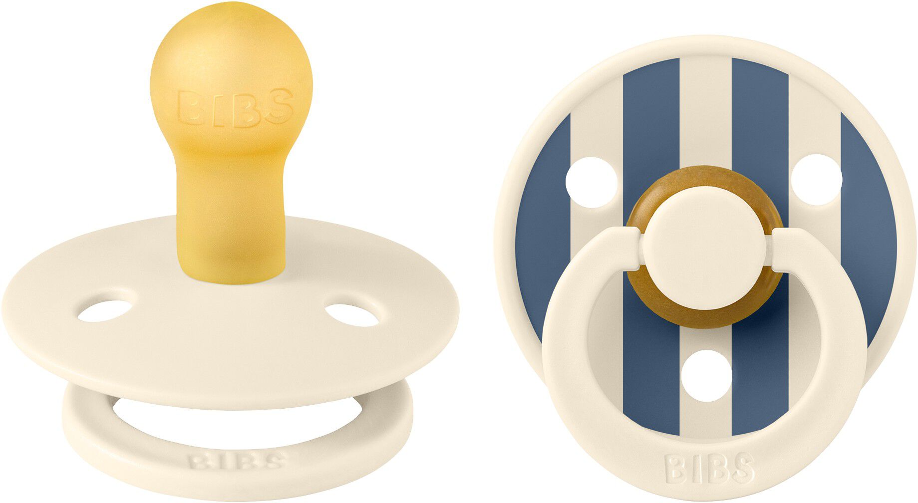 BIBS Pacifier Studio Colour 2 PACK Pin Latex Size 1 Ivory St