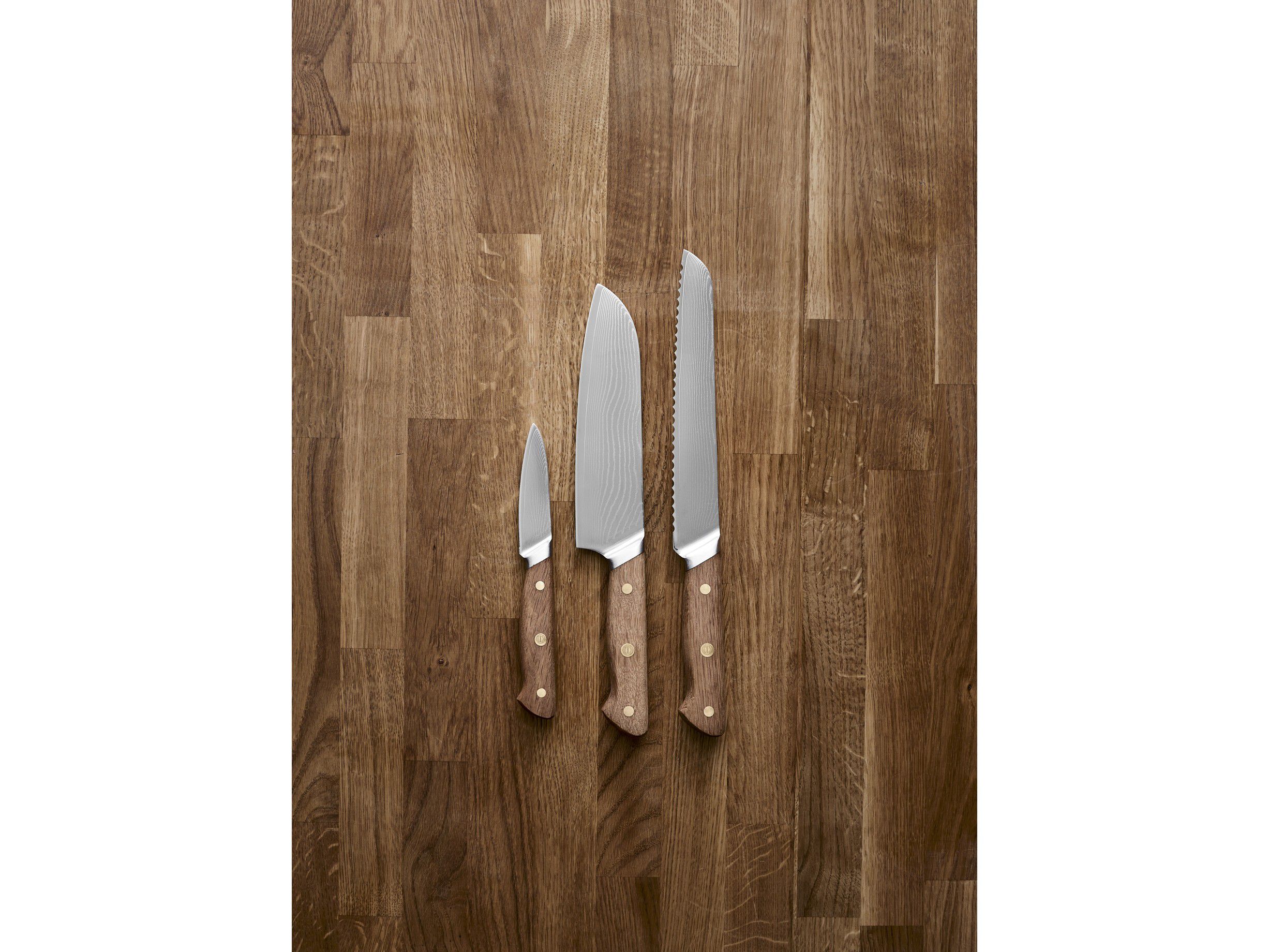 Knivset Douron 3 delar Ek/Damaskusst&aring;l