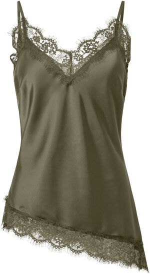 PCNOMI STRAP SATIN LACE TOP WVN