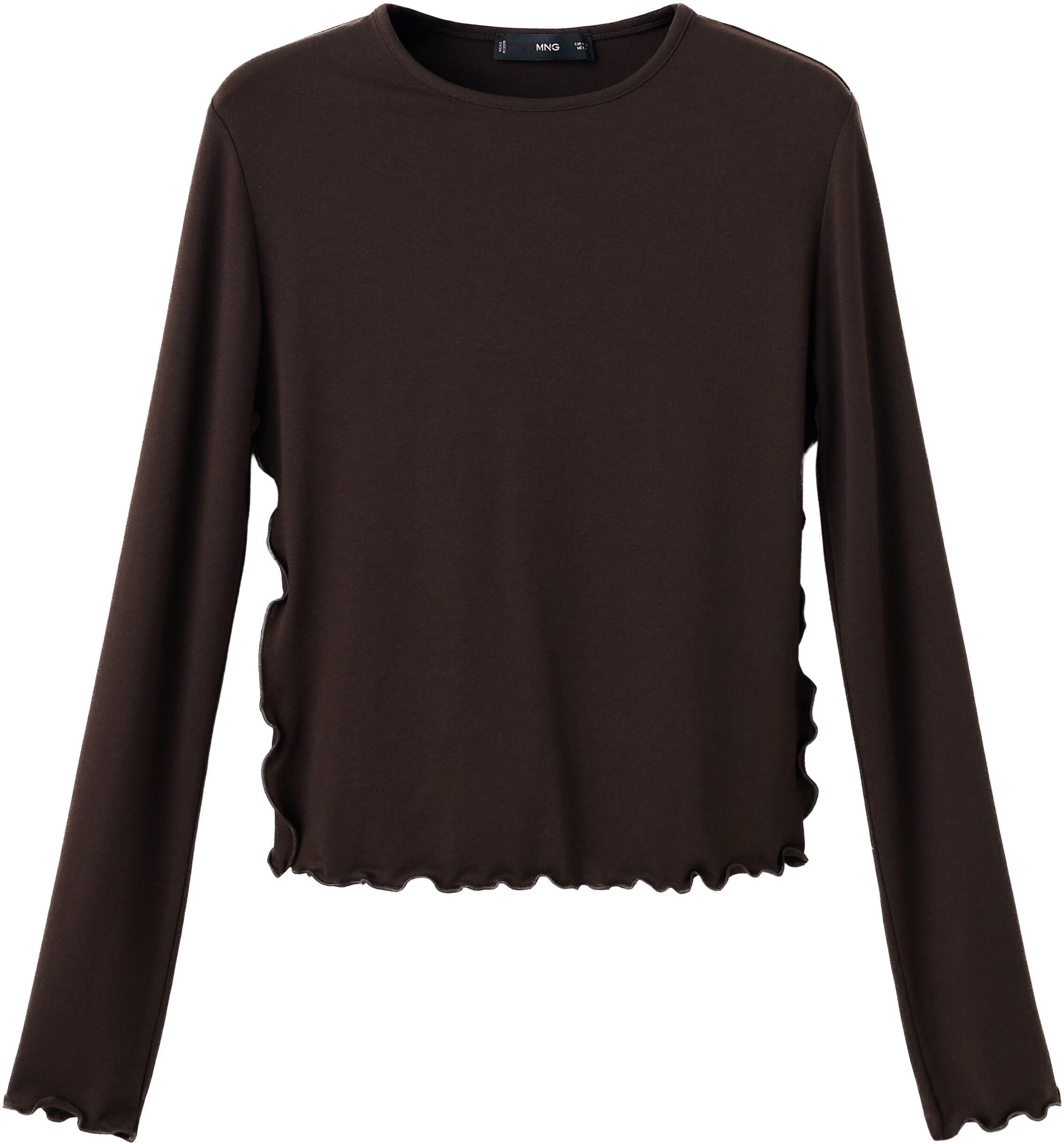 Ribbed T-shirt with scalloped trim