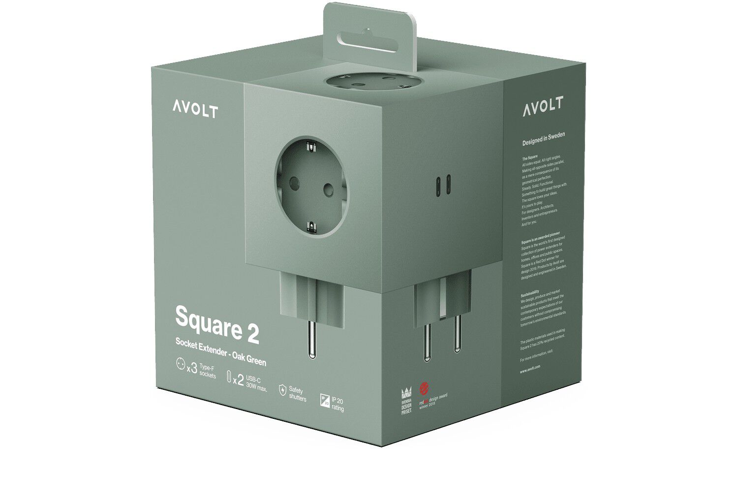 Square 2 - USB-C F - EU - Oak Green