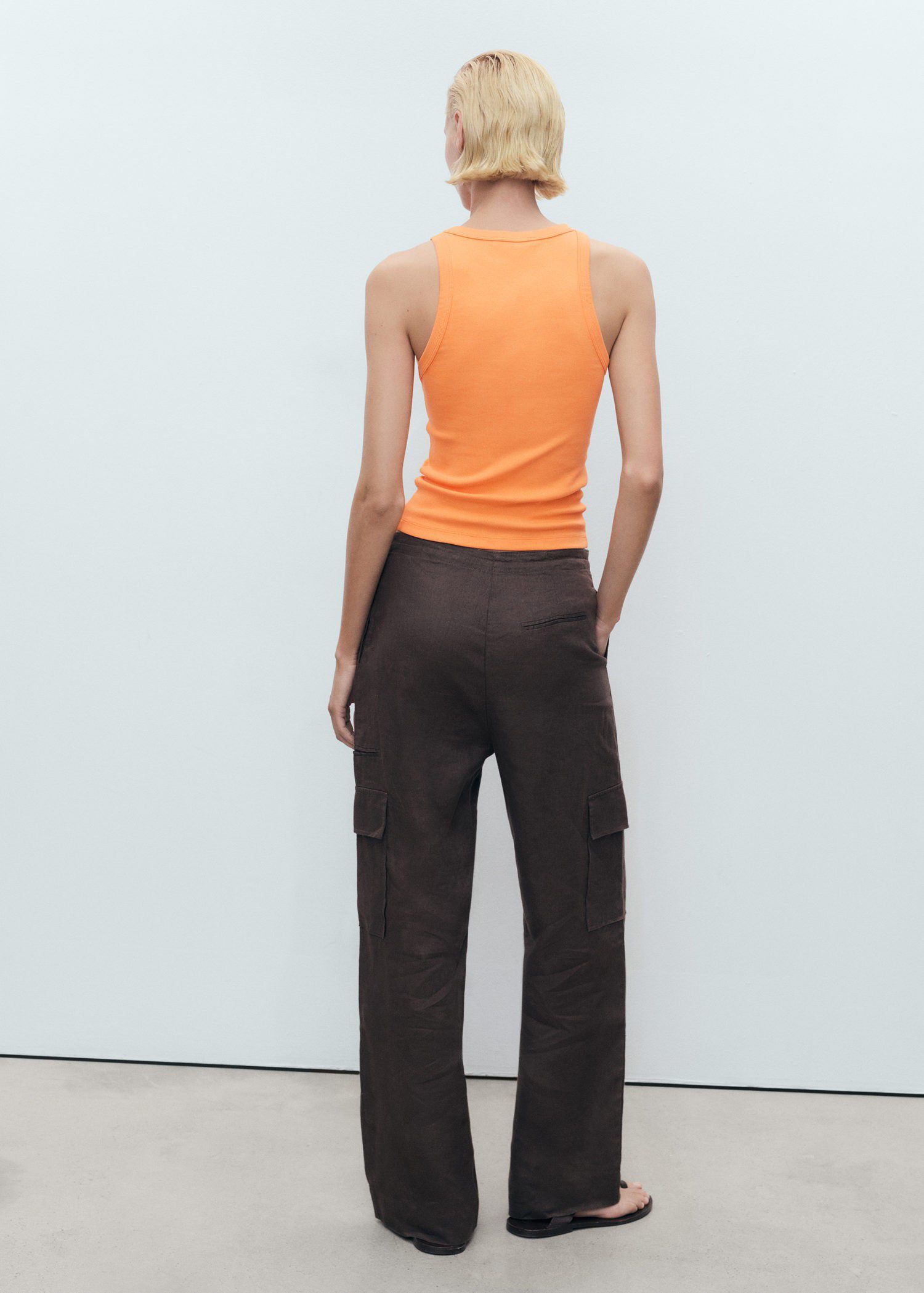 Ribbed cotton-blend top