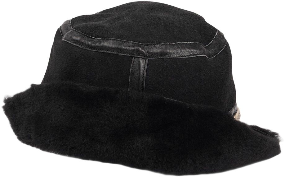 NANGA - DOUBLE FACE SHEARLING HAT WITH LEATHER DETAILS