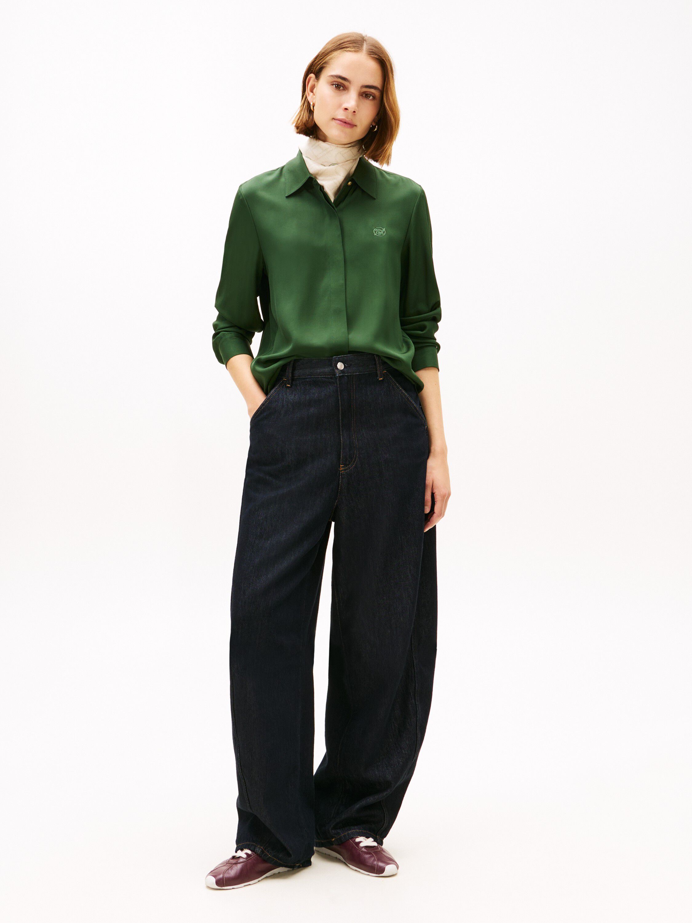 Regular Fit Concealed Placket Twill Shirt