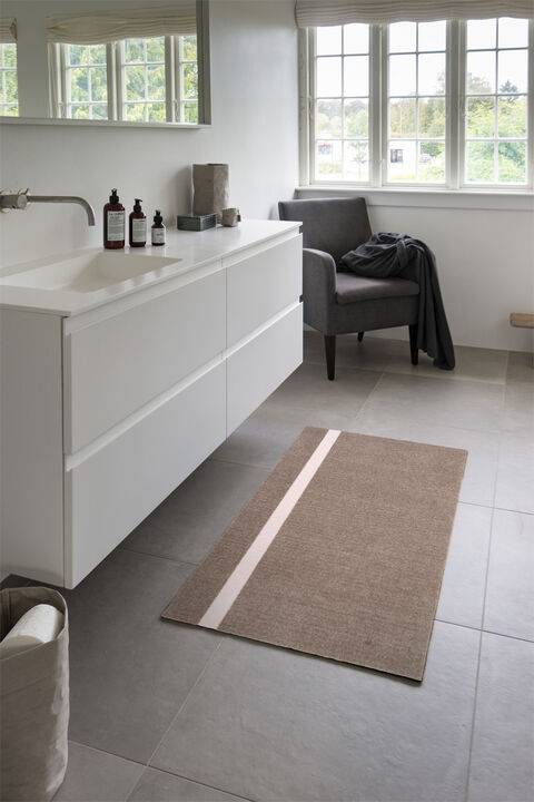 Løber, 67x120 cm, stripe vertical sand/dusty rosa