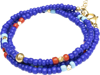 The Mykonos Collection - Blue and Red Vintage Glass Beads with Turquoi