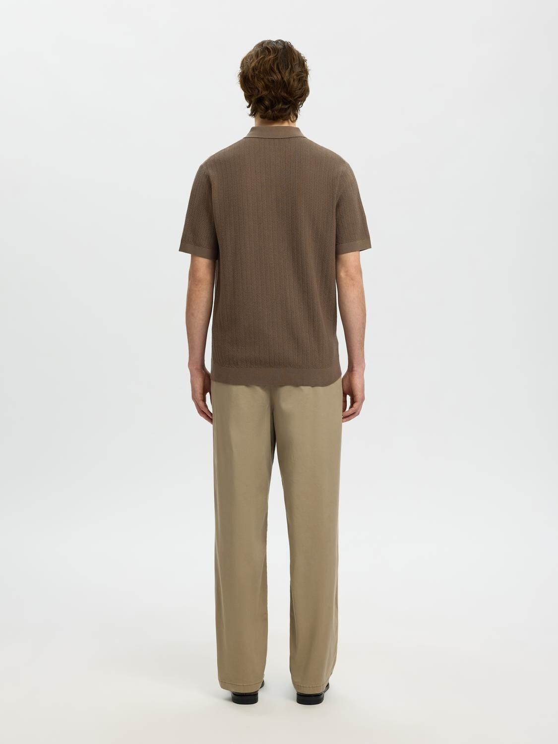 Slmcran Ss Knit Structure Zip Polo Noos