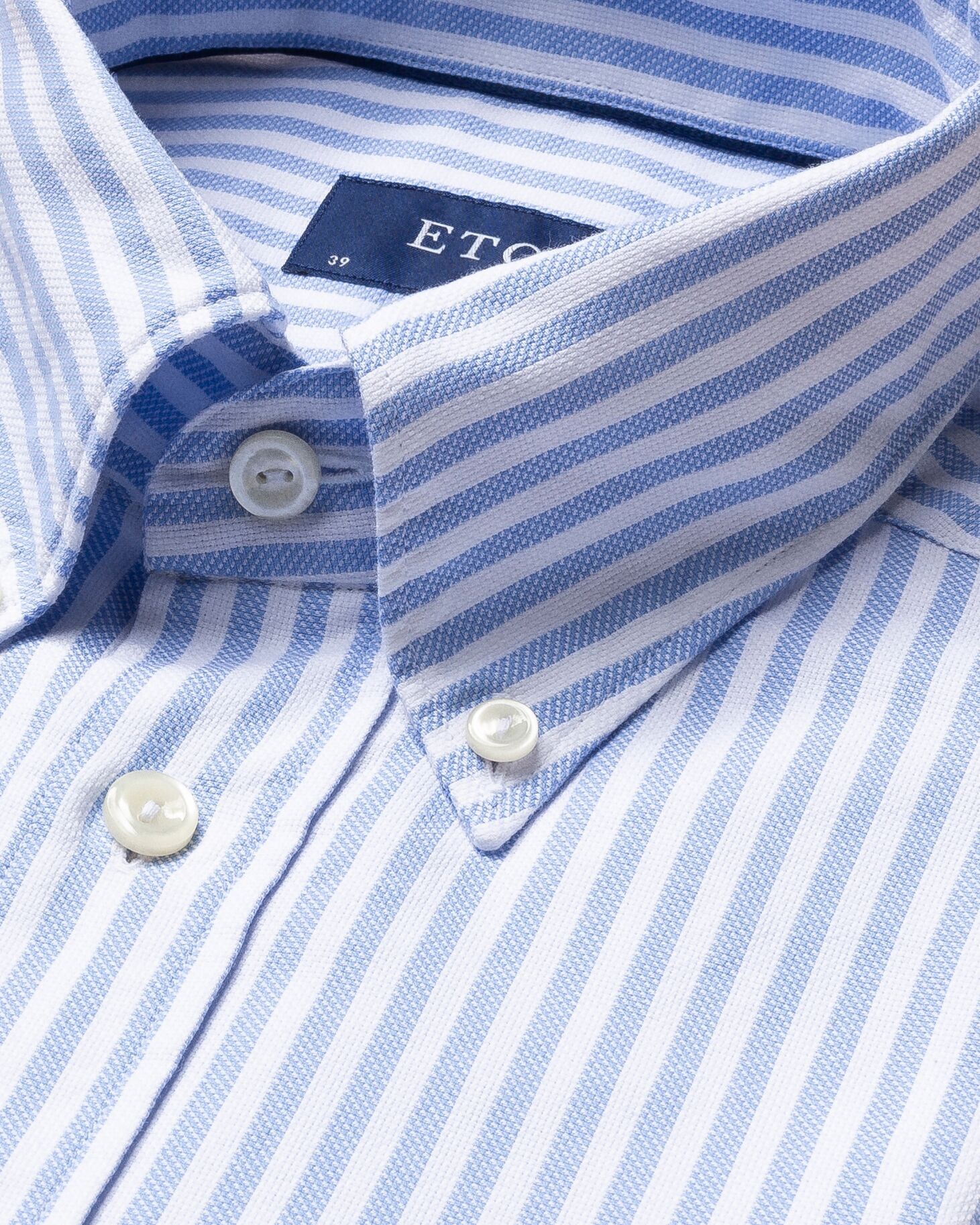 Light Blue Striped Royal Oxford Shirt - Contemporary Fit