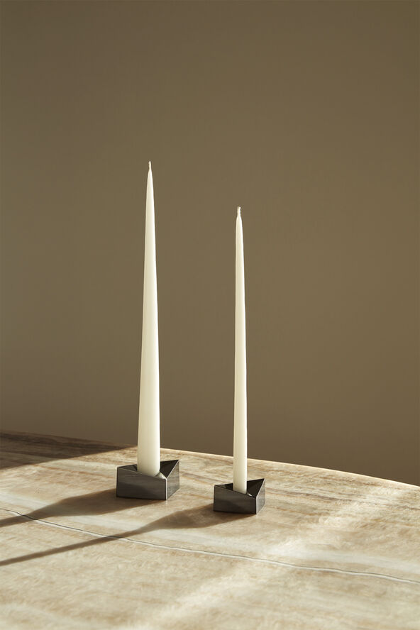 STOFF Nagel reflect candle holder, small - black chrome/sort