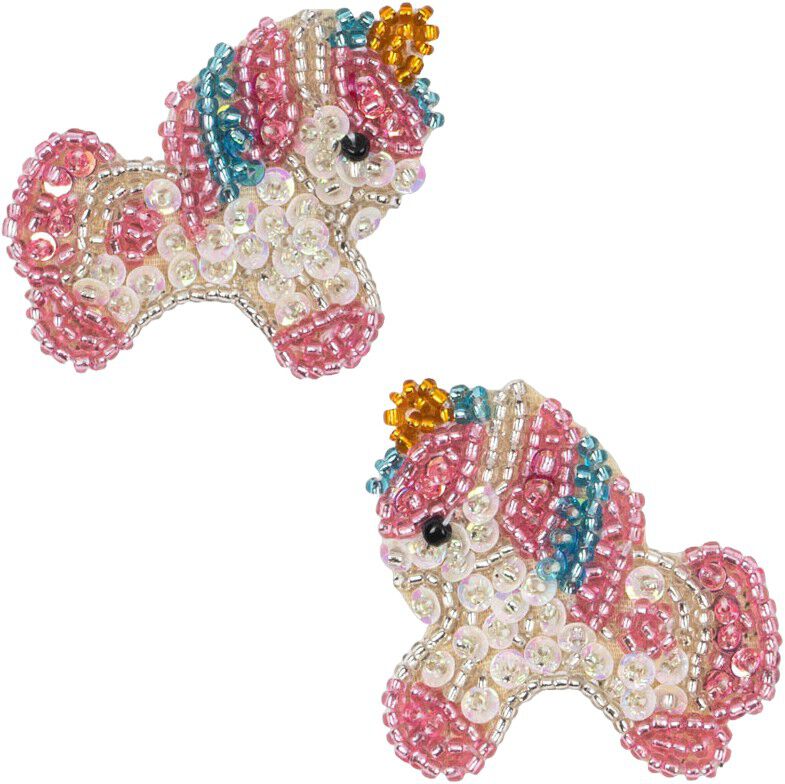 2 PACK UNICORN BEADED HAIR CLIPS