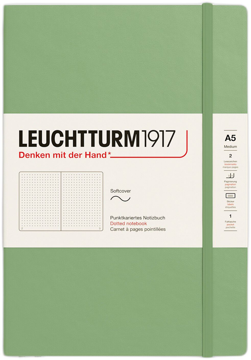 LT1917 Notesbog A5 Prikket SC - Sage 361592