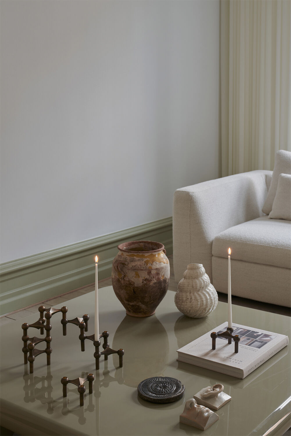 STOFF Nagel candle holder/stage set with 3 pcs - bronzed bra