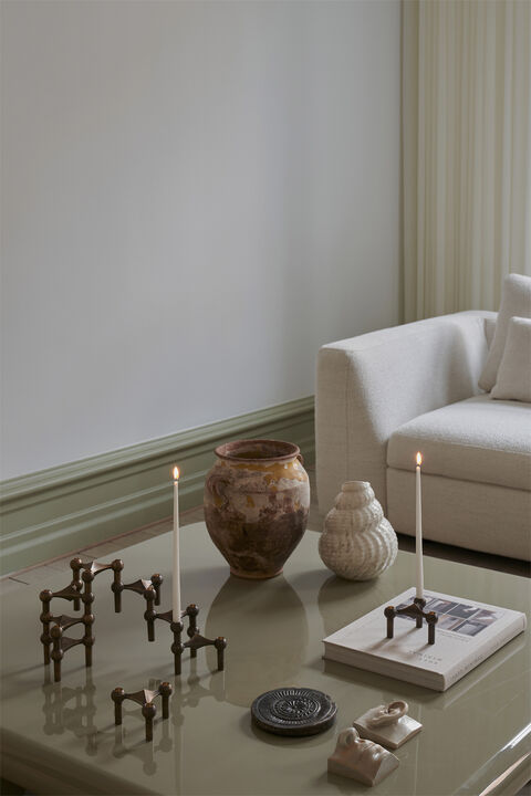 STOFF Nagel candle holder/stage set with 3 pcs - bronzed bra