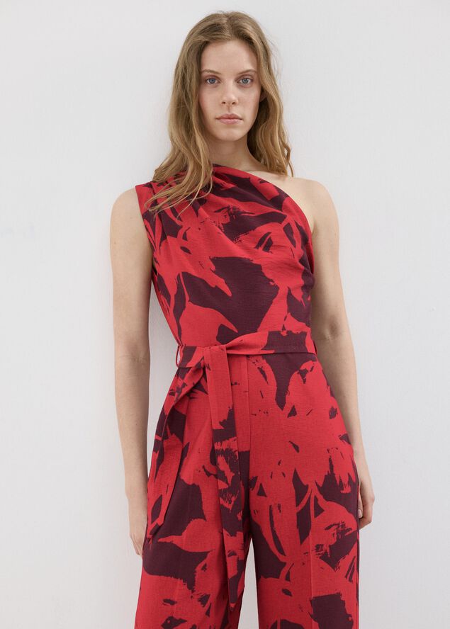 Printed asymmetrical jumpsuit