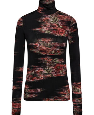 Printed Shiny Jersey Turtleneck