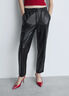 Leather-effect elastic waist trouse